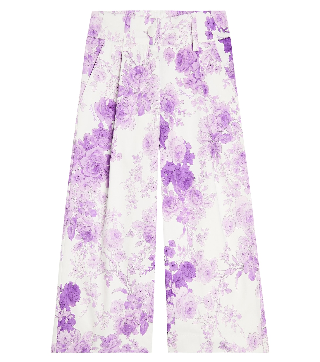 Широкие брюки из хлопка с цветочным принтом Monnalisa, мультиколор 43041