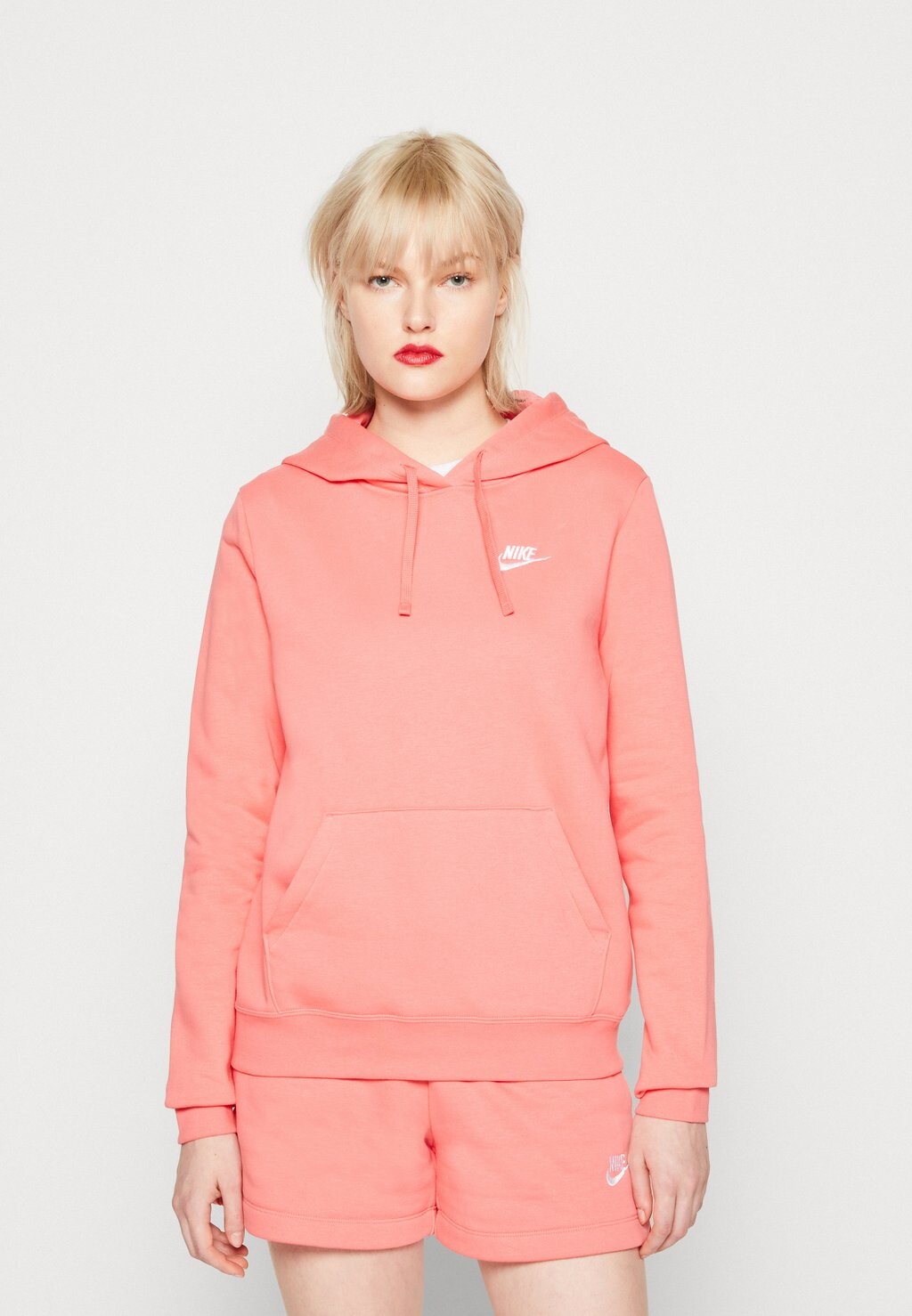 

Толстовка Nike W Club Flc Std Po, морской коралл, Красный