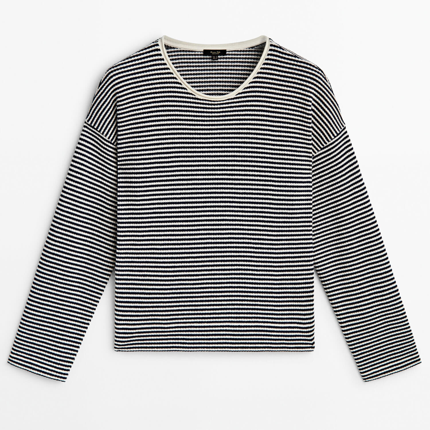 

Свитшот Massimo Dutti Cotton Blend Textured Striped, темно-синий