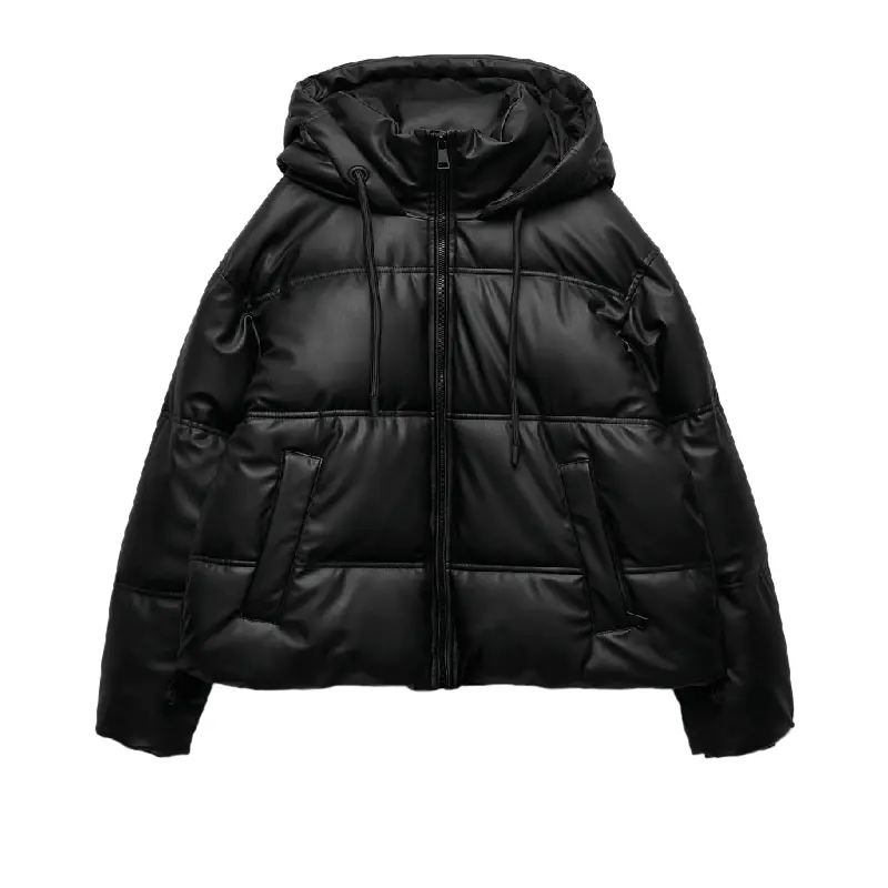 

Куртка утепленная Zara Short faux leather, черный
