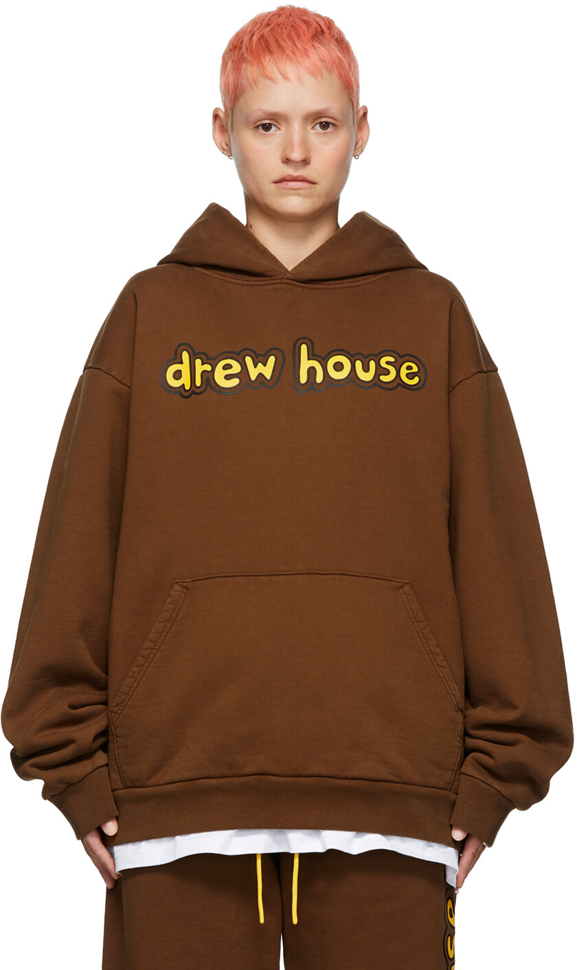 

SSENSE Эксклюзивная коричневая худи с мультяшным шрифтом drew house