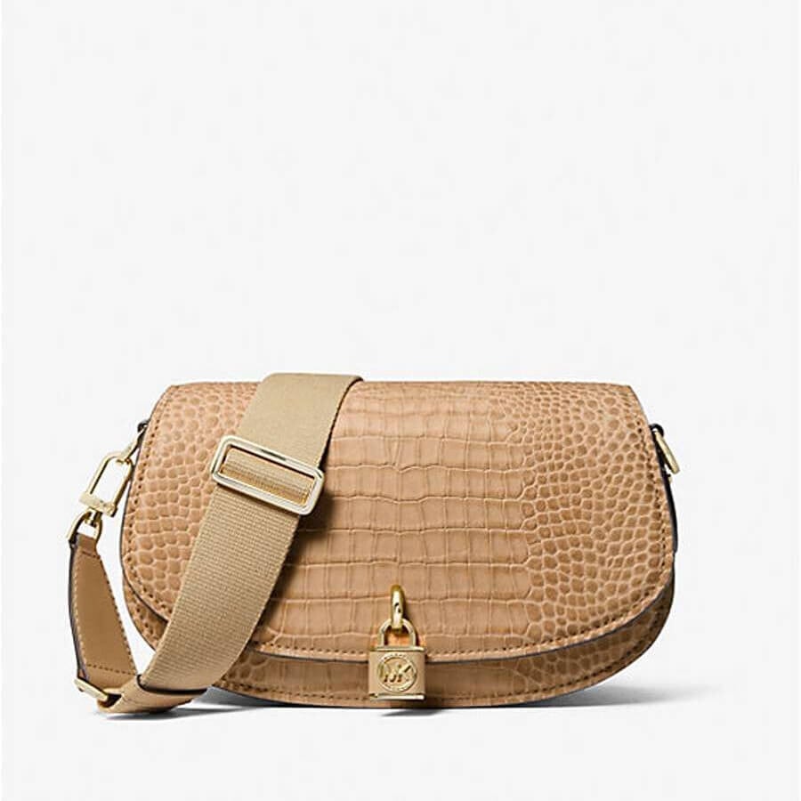 

Сумка Michael Michael Kors Mila Medium Crocodile Embossed Leather Messenger, коричневый