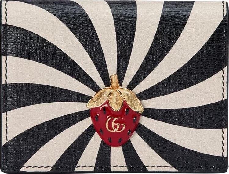 

Кошелек Gucci Card Case Wallet With Double G Strawberry Black/White, черный