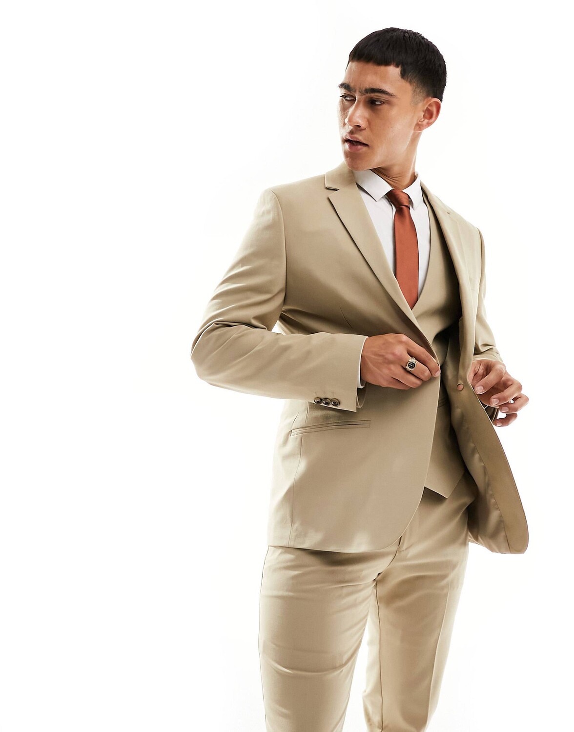 

Пиджак Asos Design Skinny Suit, светло-бежевый