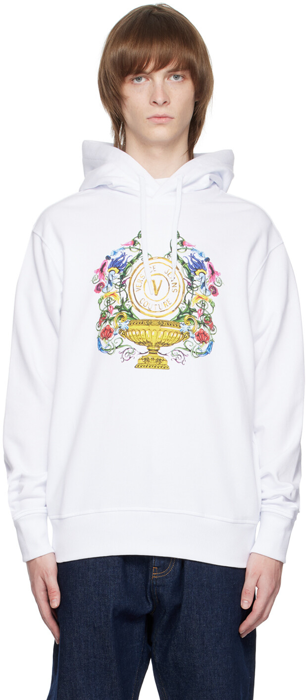 

Худи белого цвета с логотипом V-Emblem Garden Versace Jeans Couture, Белый