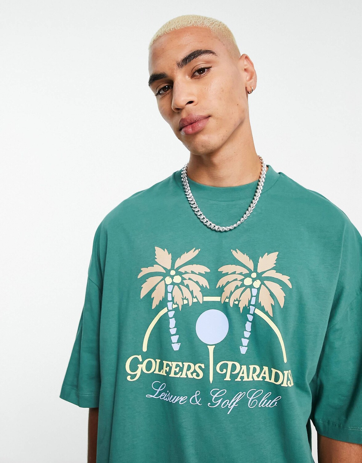 

Зеленая оверсайз-футболка с принтом \"гольф-отпуск\" ASOS DESIGN