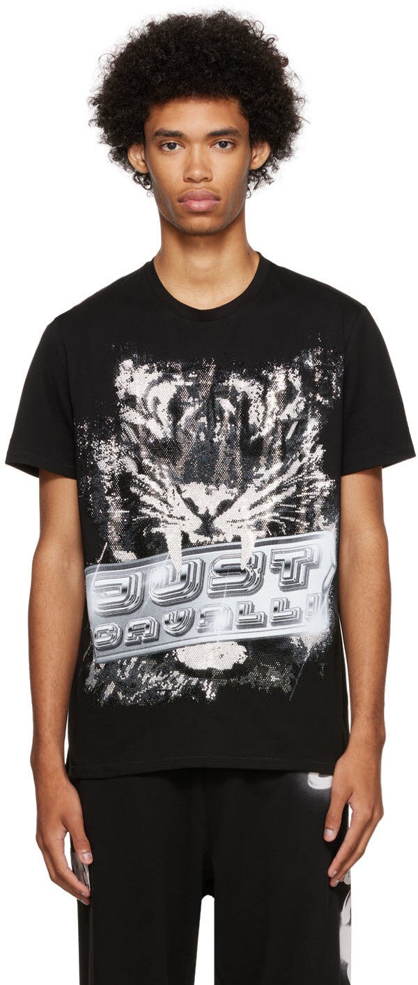 

Черная футболка с принтом Just Cavalli