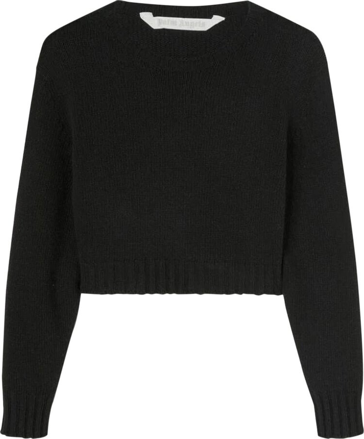 

Свитер Palm Angels Curved Logo Crop Sweater 'Black/White', черный