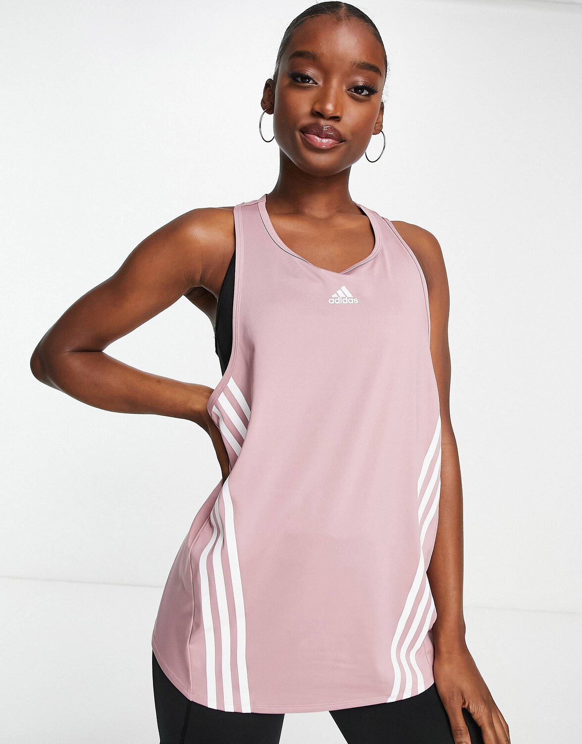 

Розовая майка с 3 полосками adidas Training Icons