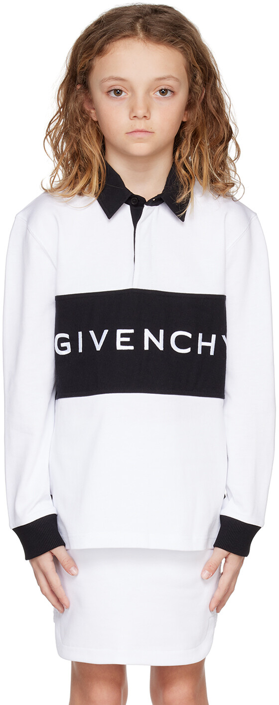 

Детская белая футболка-поло с вышивкой Givenchy