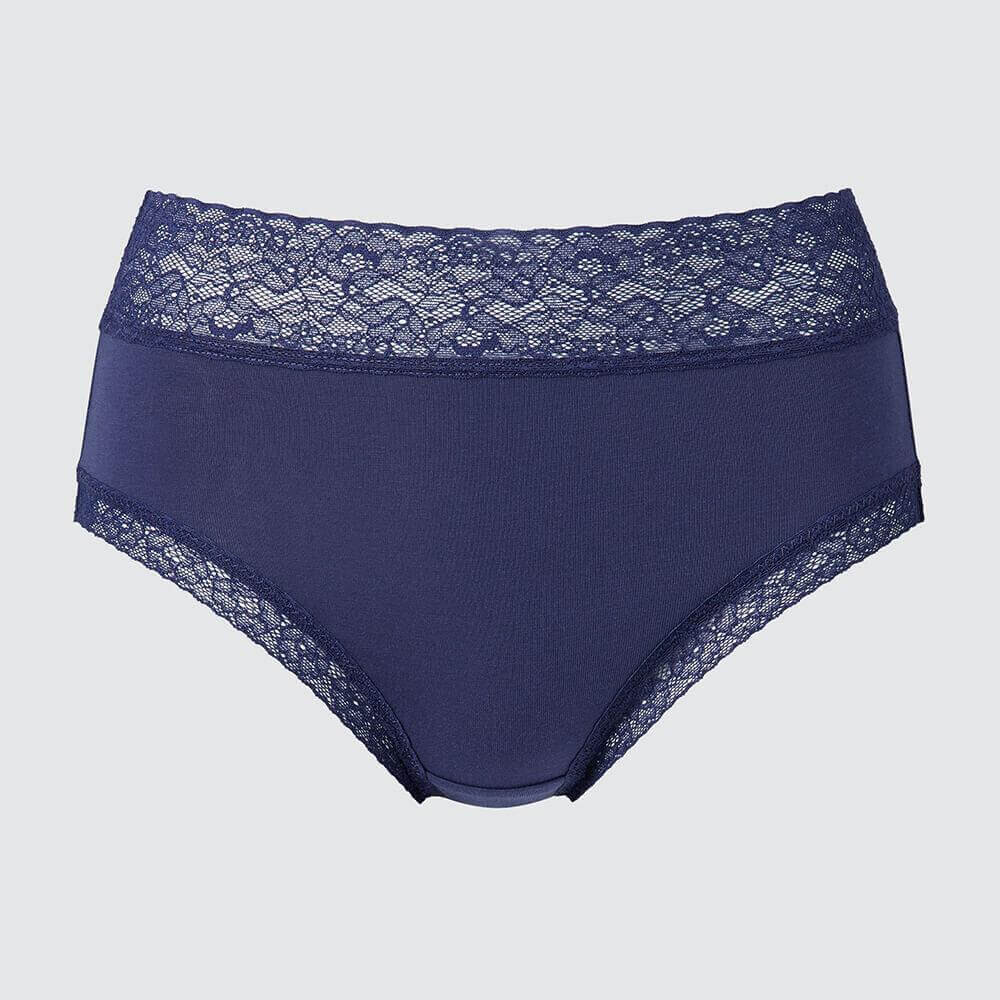 

Трусы с кружевом Uniqlo High Waist Triangle, синий
