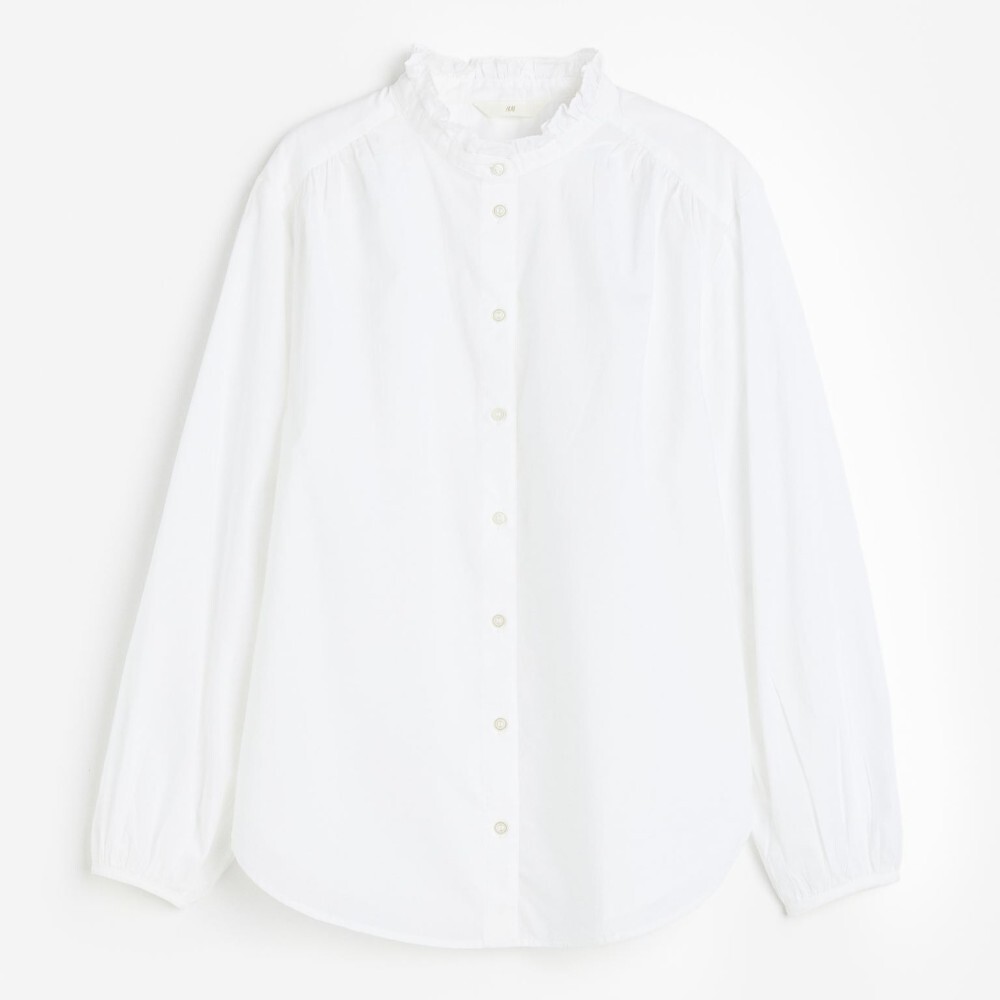 

Блузка H&M Ruffle-trimmed Cotton, белый