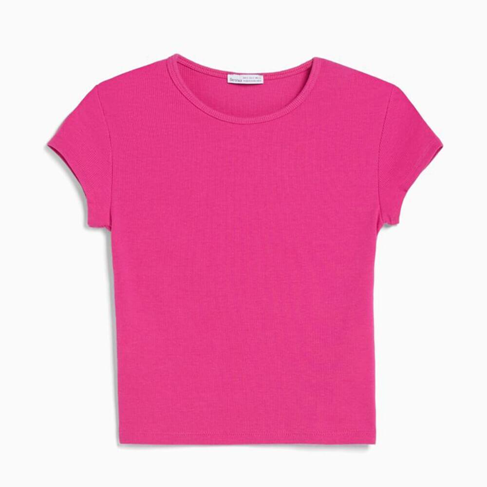 

Футболка Bershka Ribbed, фуксия