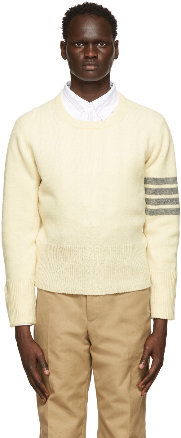 

Свитер Off-White Shetland с круглым вырезом и 4 полосами Thom Browne