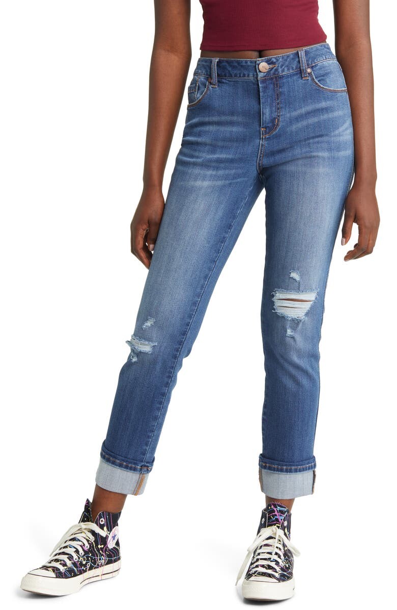 

Винтажные рваные джинсы скинни с манжетами 1822 DENIM
