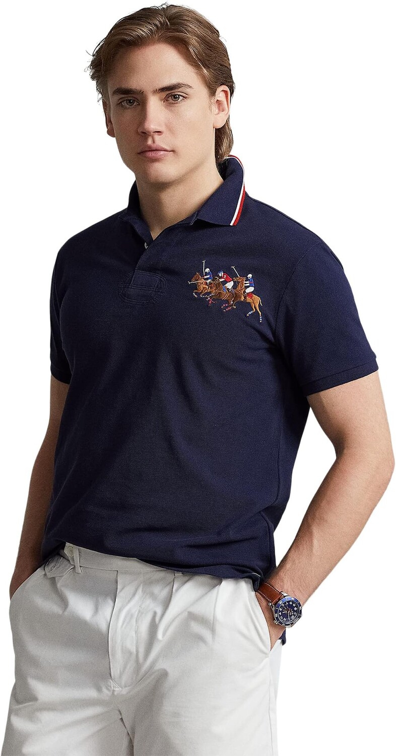 

Рубашка-поло Classic Fit Triple-Pony Mesh Polo Shirt Polo Ralph Lauren, цвет Cruise Navy