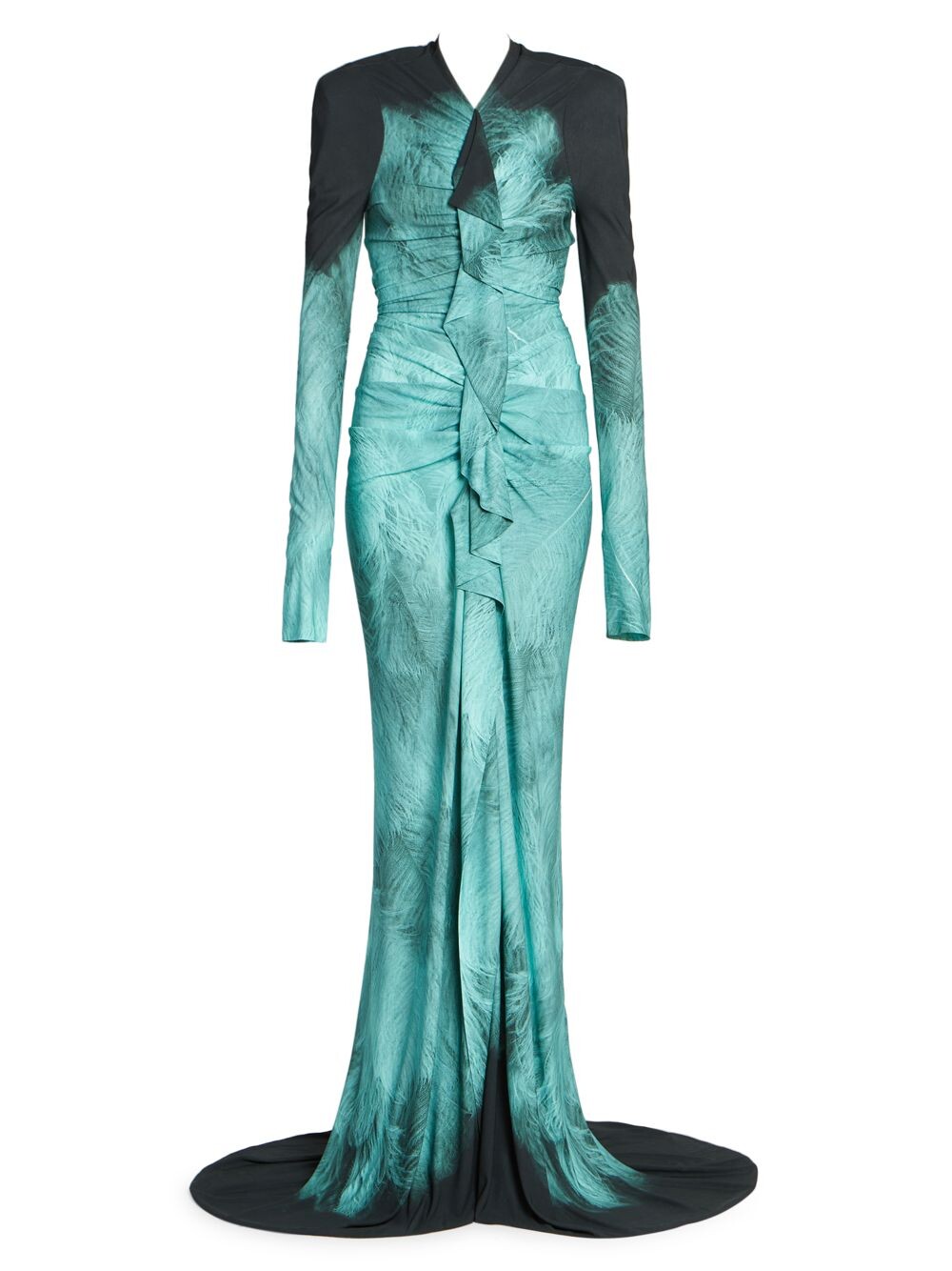 

Платье Dip-Dye с оборками и длинными рукавами Victoria Beckham, черный