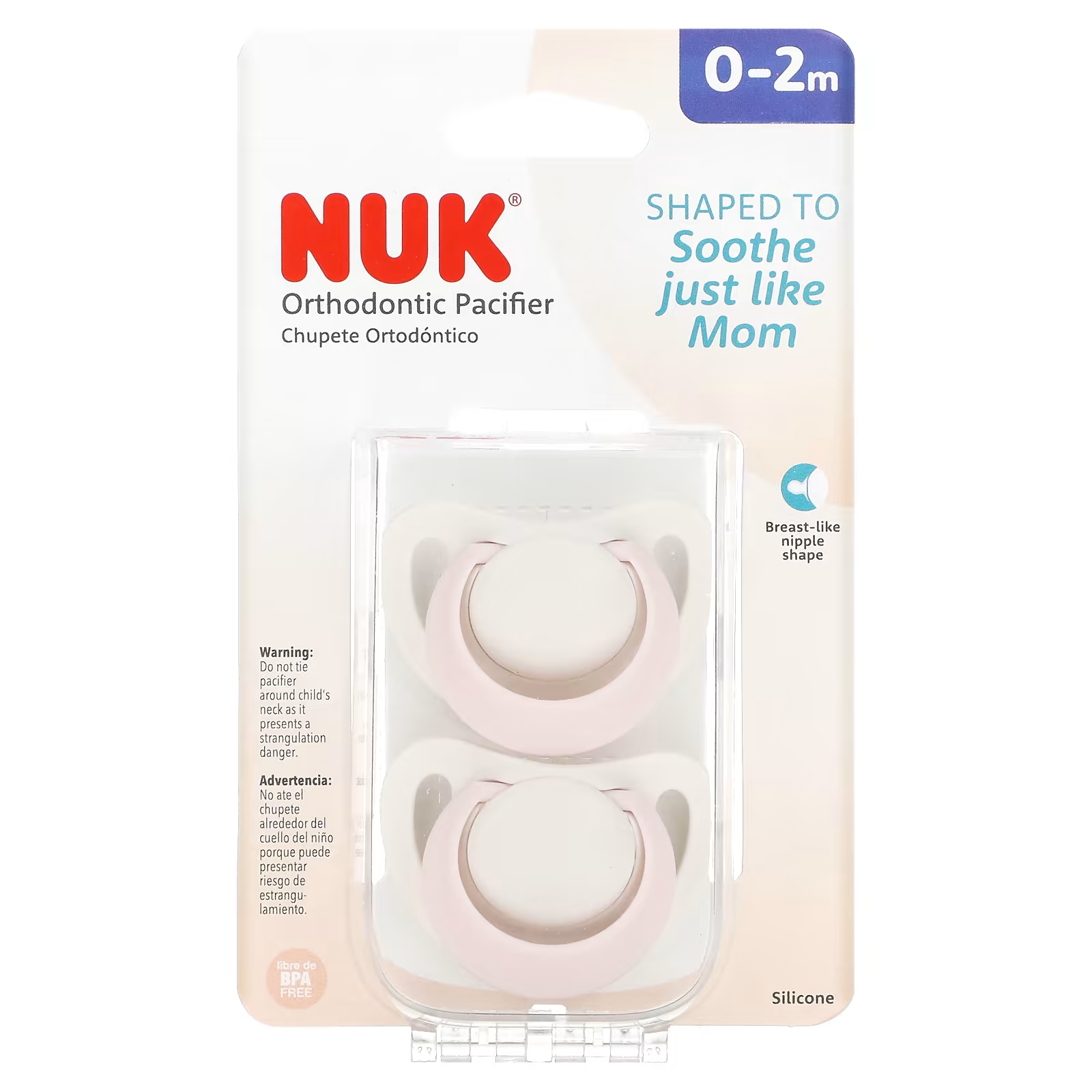 Соска ортодонтическая Nuk для детей 0–2 месяцев, розовый nuk orthodontic pacifier 0 2 months blue 2 pack