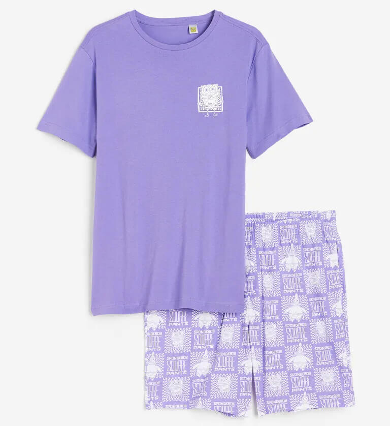

Пижамный комплект H&M Sponge Bob Regular Fit, 2 предмета, фиолетовый/белый