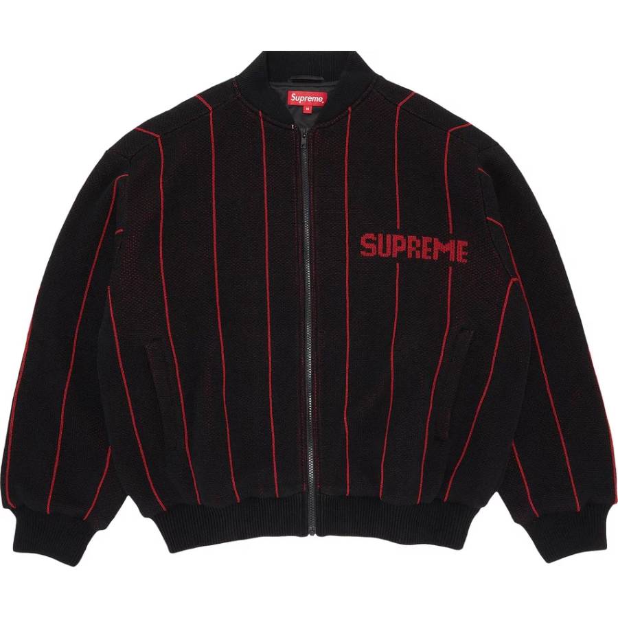 Жакет Supreme Pinstripe Varsity Zip Up, черный купить за границей через  сервис CDEK.Shopping