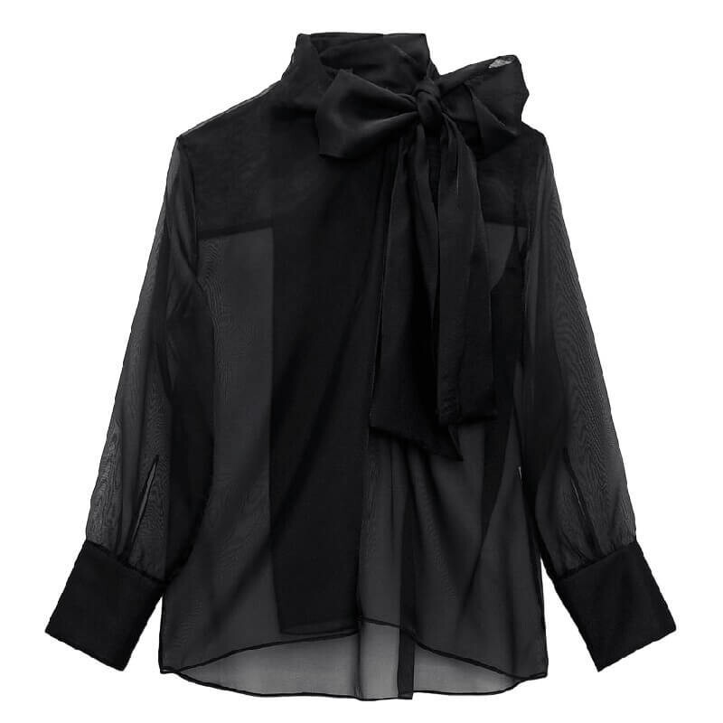 

Блуза Zara Organza Bow Detail, черный (Размер L)