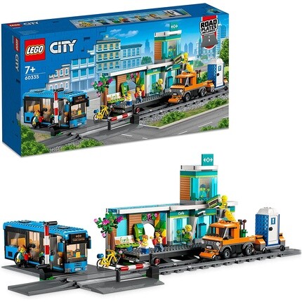 

Конструктор Lego 60335 City железнодорожный вокзал с гусеничным грузовиком и уличной табличкой