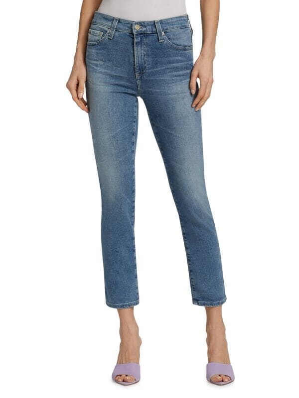 

Укороченные джинсы-скинни AG Jeans с низкой посадкой Mari, голубой