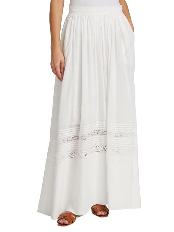 

Макси-юбка Etro с кружевом и люверсами, белый
