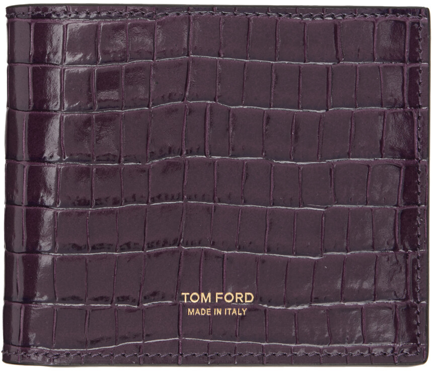 

Пурпурный глянцевый кошелек из крокодиловой кожи TOM FORD
