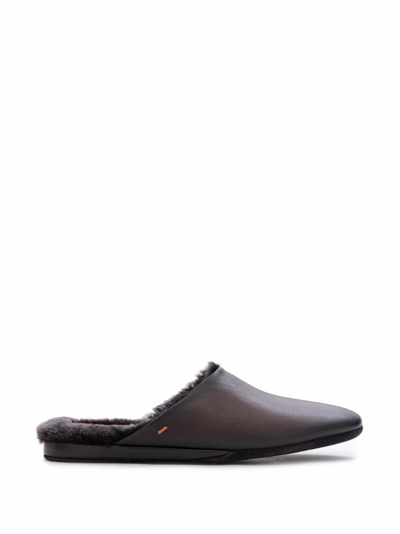

Кожаные тапочки с мехом Santoni
