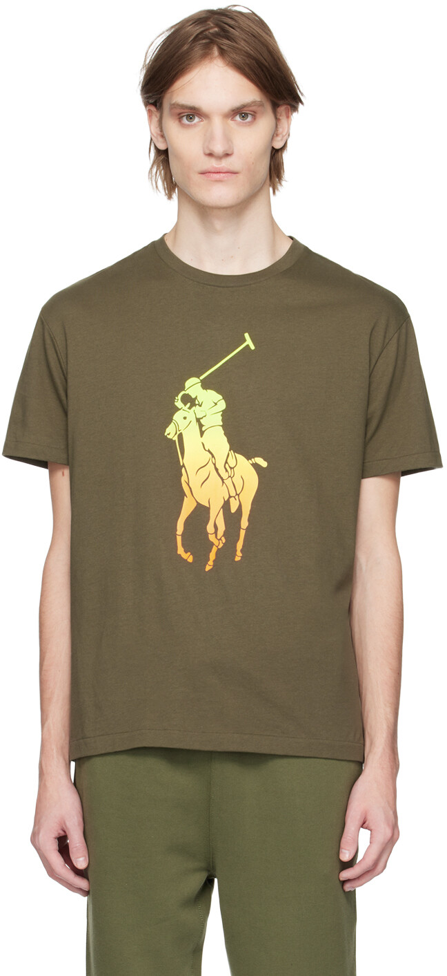 

Футболка цвета хаки с эффектом «омбре» и большим пони Polo Ralph Lauren