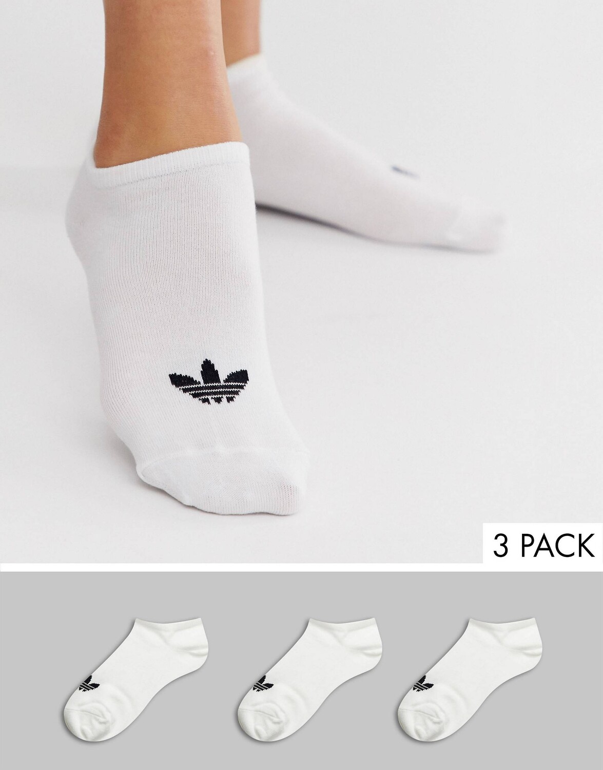 

3 пары белых спортивных носков с трилистником adidas Originals