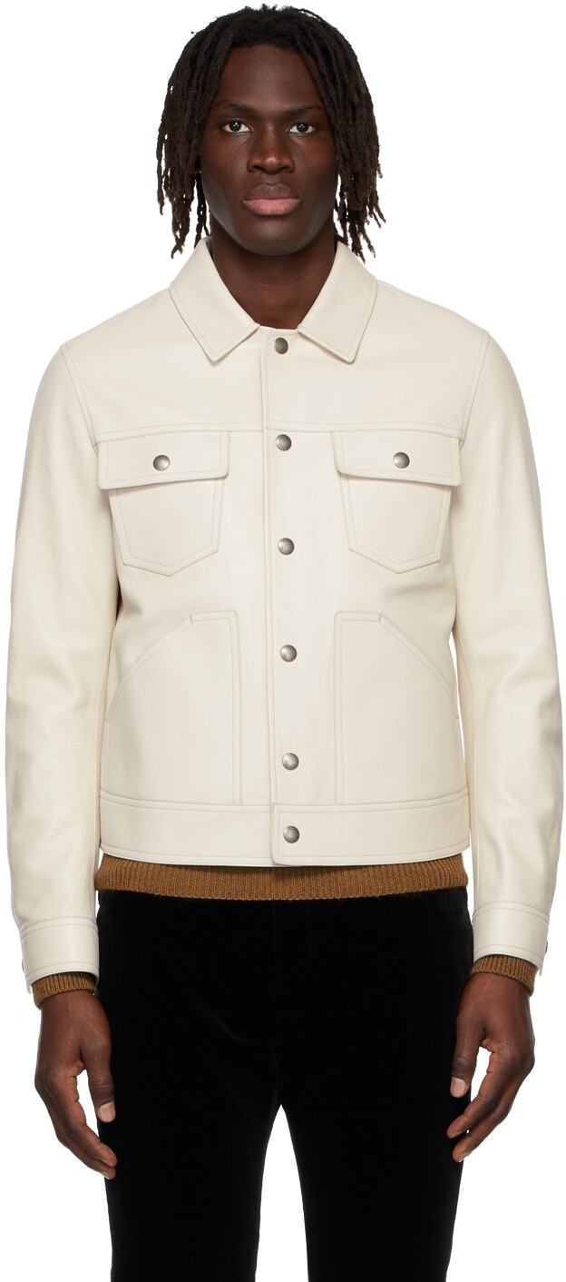 

Кожаная куртка в стиле вестерн Off-White TOM FORD, Серый