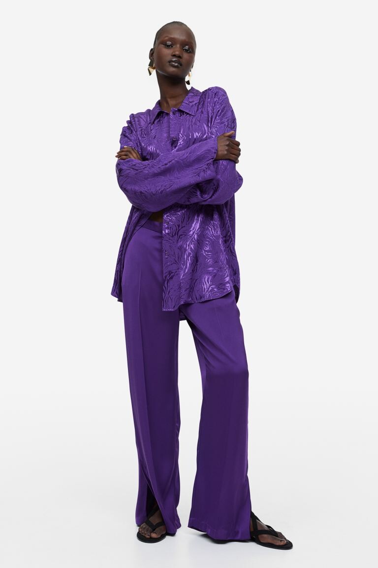 

Широкие атласные брюки H&M, фиолетовый