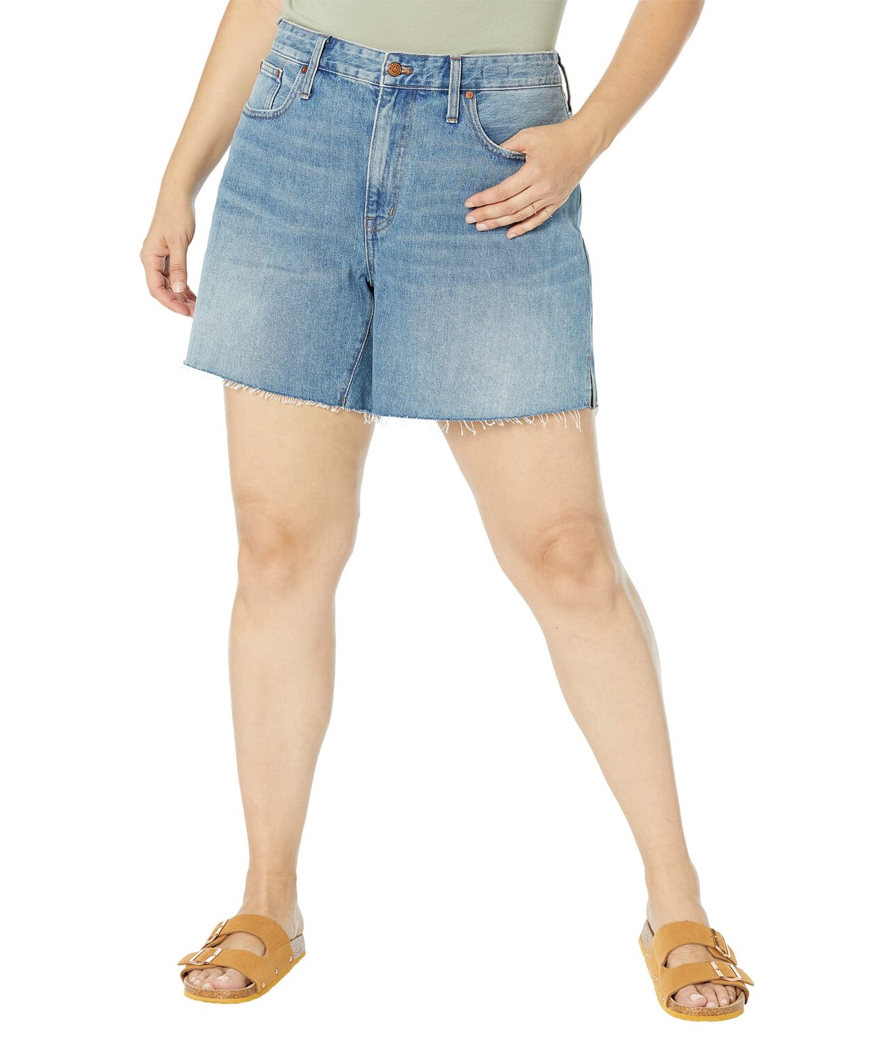 

Шорты Madewell, Plus Relaxed Mid-Length Denim Shorts in Kelton Wash