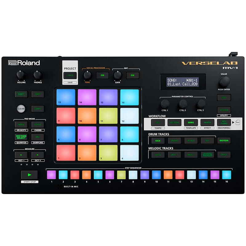 

Roland MV-1 Verselab Рабочая станция для музыки, битов и вокала с 16-шаговым секвенсором MV-1 Verselab Music Workstation