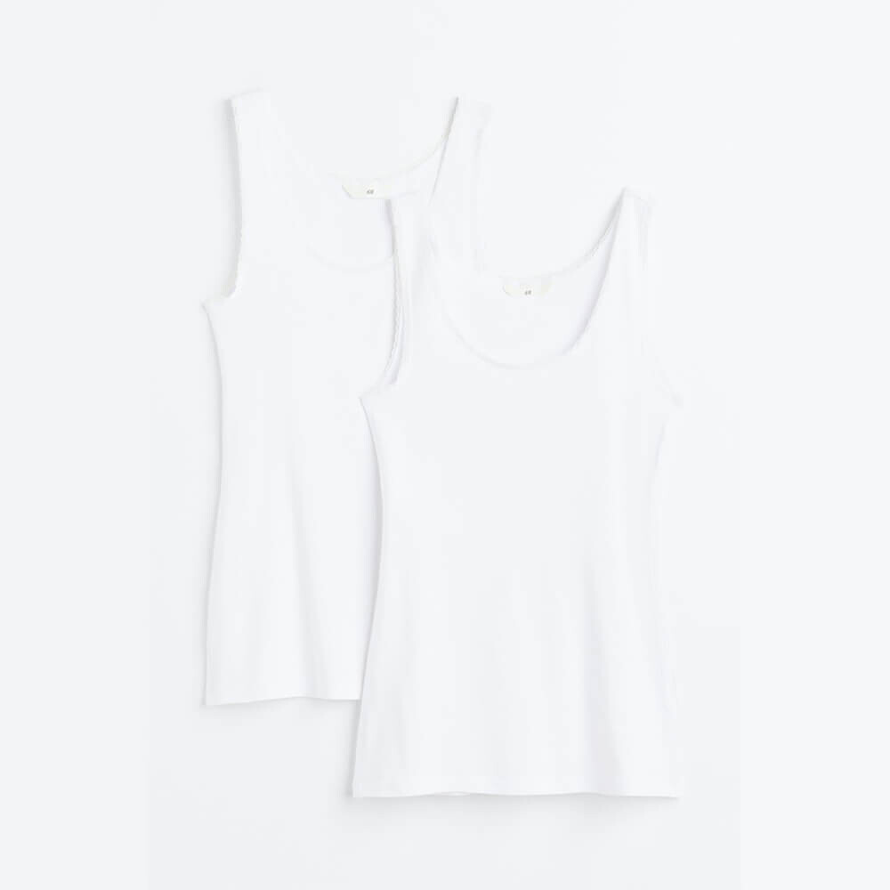 

Комплект топов H&M Lace-trimmed Tank, 2 предмета, белый