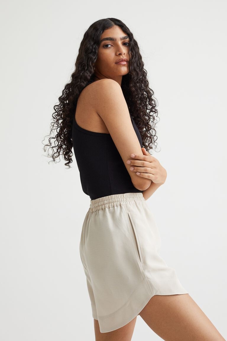 

Хлопковые шорты без застежек H&M, светло-бежевый
