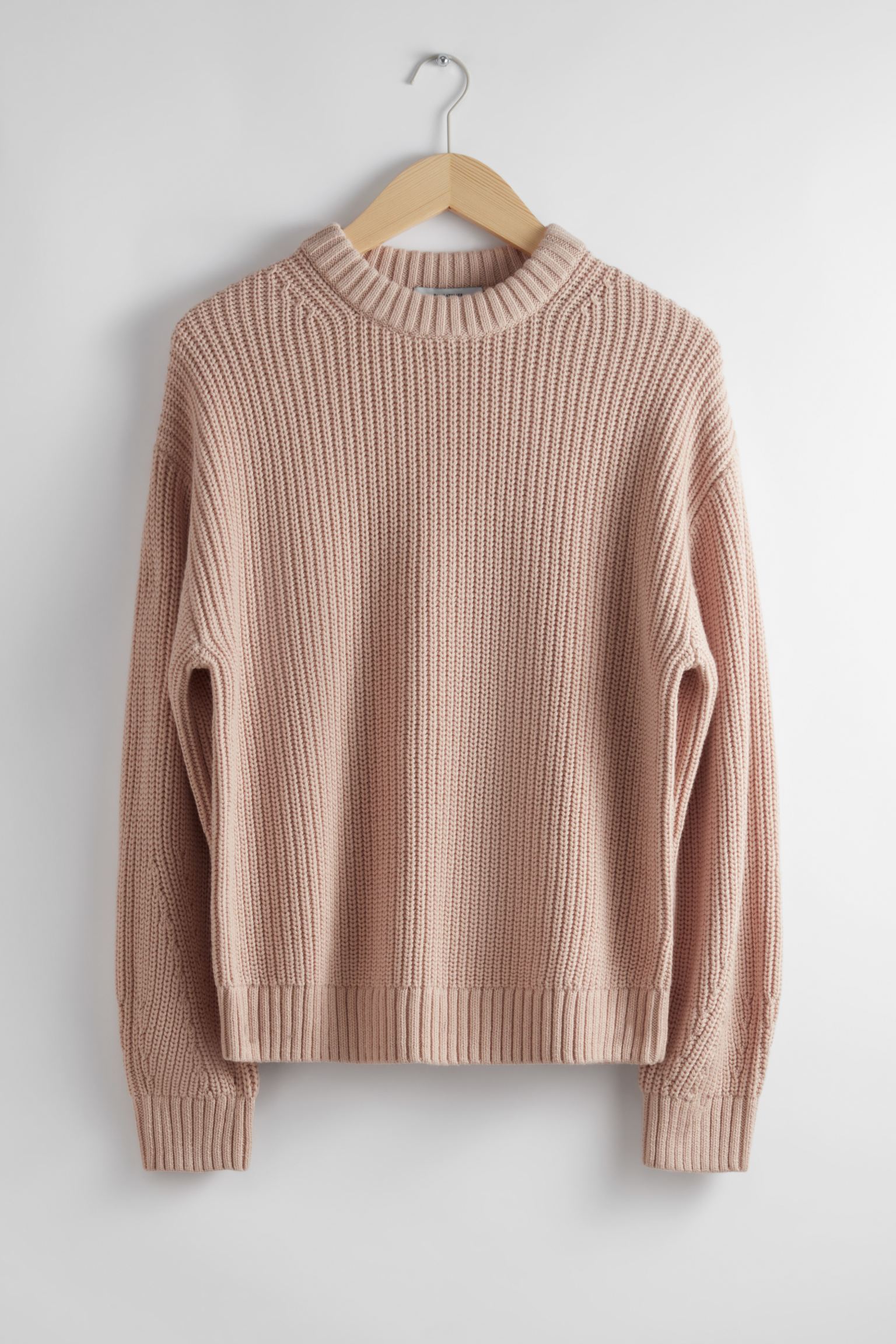 Свитер & Other Stories Rib Knit, светло-розовый свитер monki укороченный вязаный размер s экрю