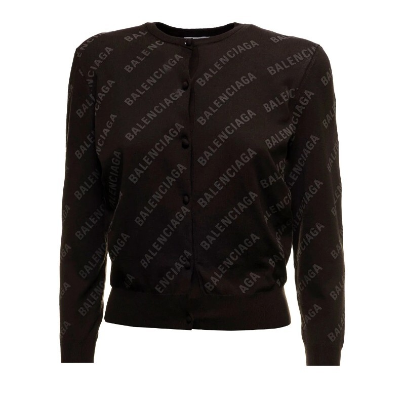 

Кардиган Balenciaga Cotton With Jacquard Logo Print, коричневый
