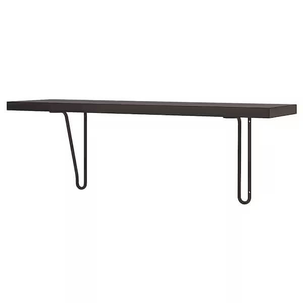 Полка настенная Ikea Bergshult/Forlaggare, 80х20 см, черно-коричневый/черный