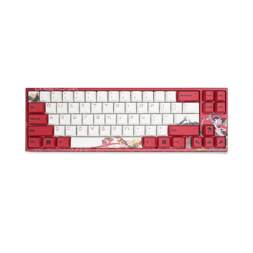 Механическая игровая беспроводная клавиатура Varmilo Koi 68, Cherry MX Red, красный/белый, английская раскладка игровая клавиатура varmilo koi vea87 cherry mx silent red