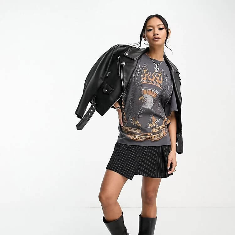 

Футболка Asos Design Oversized Heavyweight In Orange Rock Graphic, темно-серый