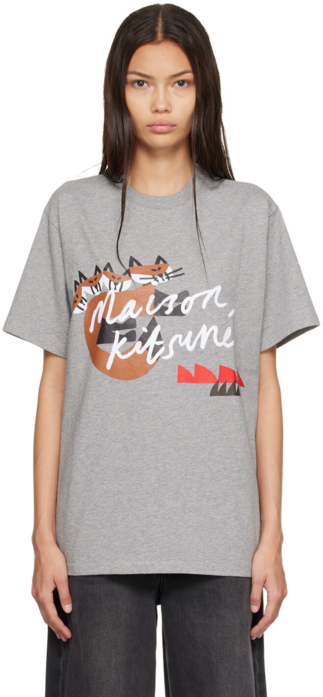 

Серая футболка Bill Rebholz Edition Handwriting Easy Maison Kitsuné