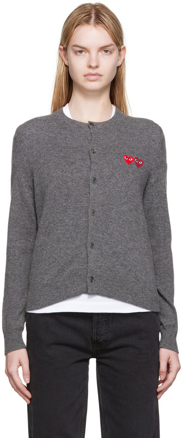 

Серый кардиган с двумя сердечками Comme des Garçons Play