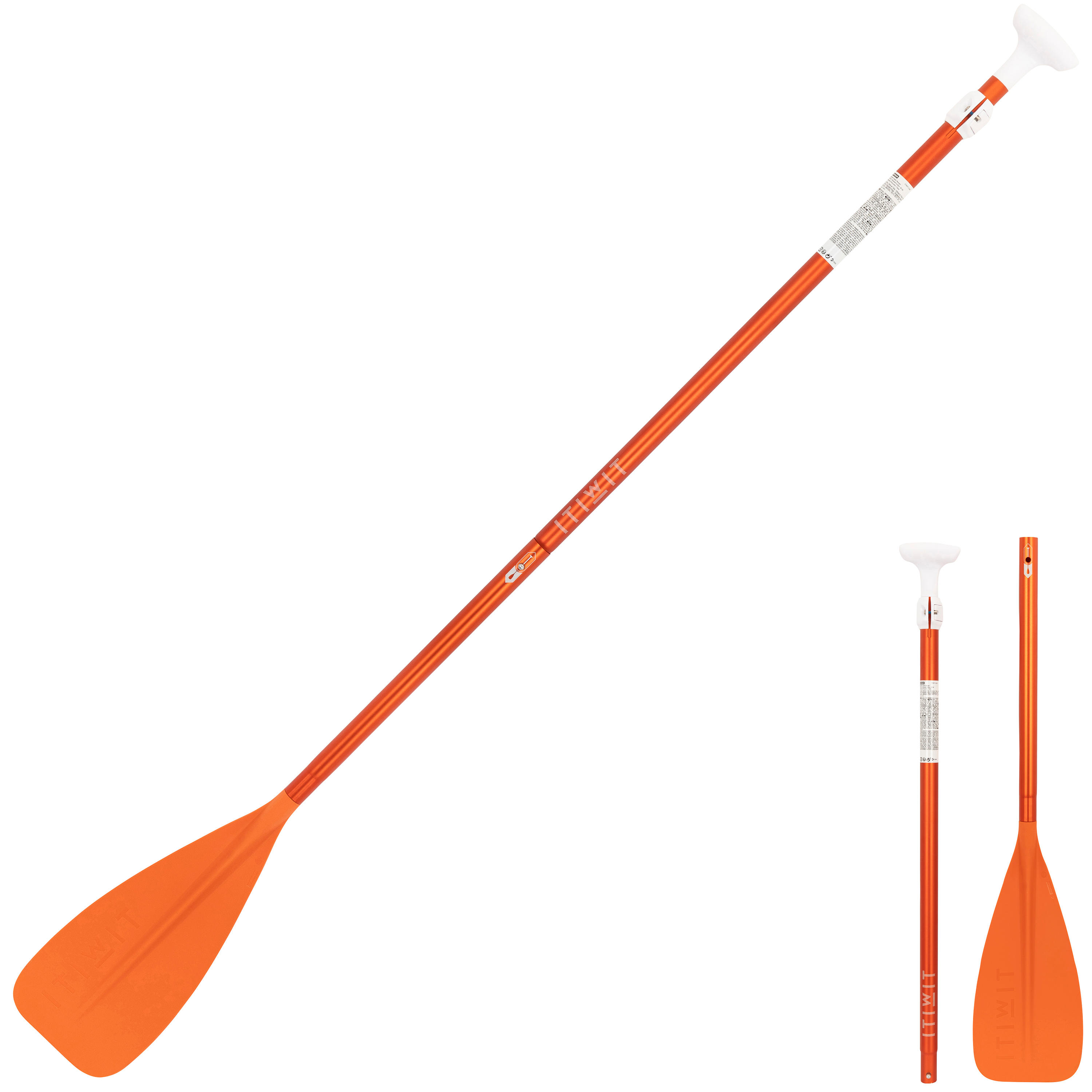 Весло ITIWIT для Stand Up Paddle Itiwit 100 складное из 3-х частей, регулируемое 170-220 см, оранжевое