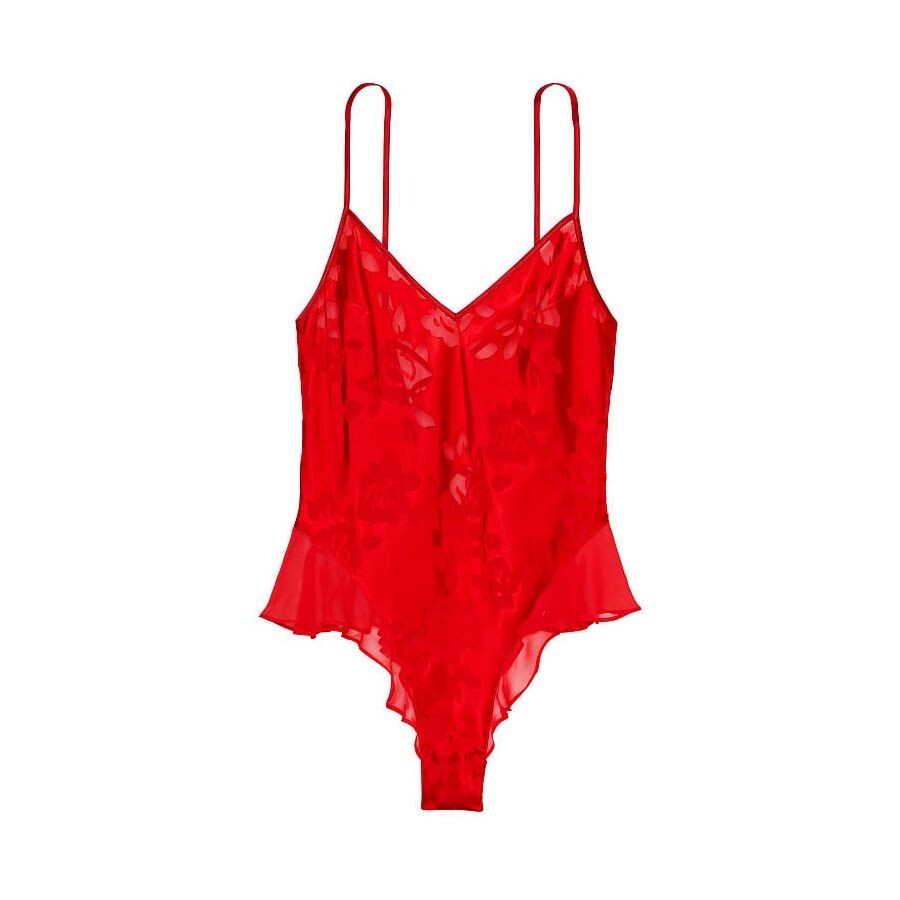 цена Боди Victoria's Secret Archives Burnout Satin Teddy, красный