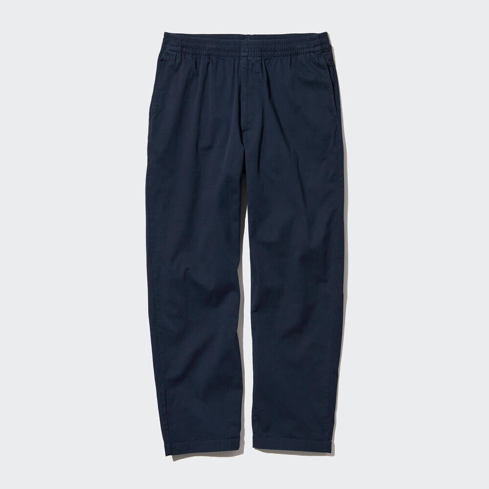 

Брюки Uniqlo Stretch Cotton Elastic Cropped, темно-синий