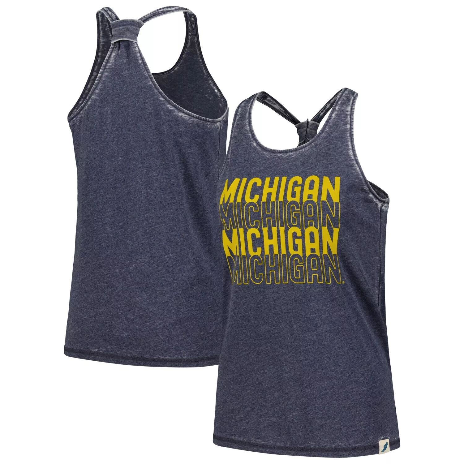 

Женская лига студенческой одежды Темно-синяя майка Michigan Wolverines Stacked Name Racerback, Синий