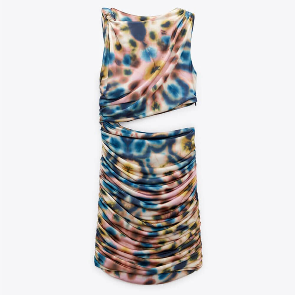 

Платье Zara Printed With Cut-out Detail, мультиколор